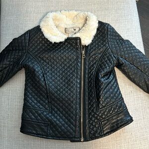 Girls size 6 faux fur/leather zip up jacket